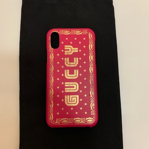 Authentic Pink Gucci Moon & Stars Leather iPhone X Case - Picture 3 of 9